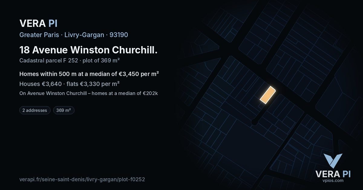 18 Avenue Winston Churchill, Livry-Gargan at night – the plot lit, the parcels around coloured by the prices near them