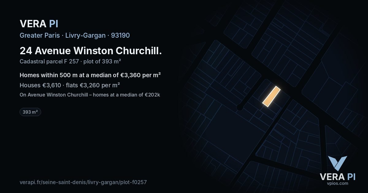 24 Avenue Winston Churchill, Livry-Gargan at night – the plot lit, the parcels around coloured by the prices near them