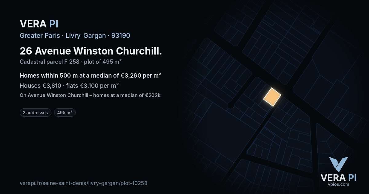 26 Avenue Winston Churchill, Livry-Gargan at night – the plot lit, the parcels around coloured by the prices near them