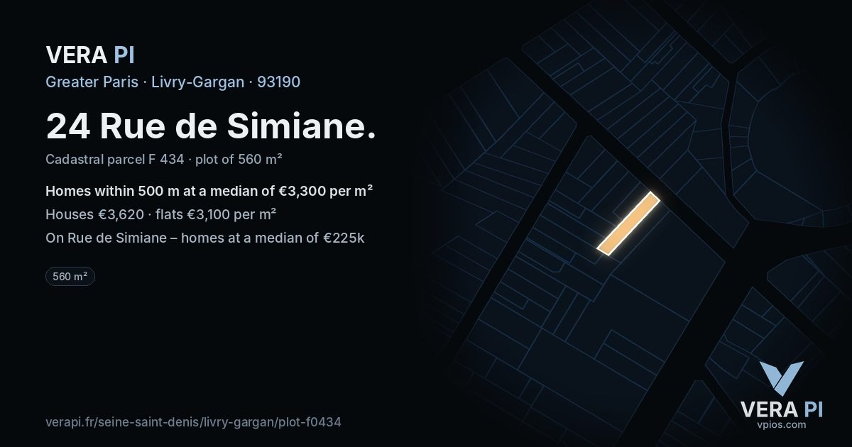 24 Rue de Simiane, Livry-Gargan at night – the plot lit, the parcels around coloured by the prices near them