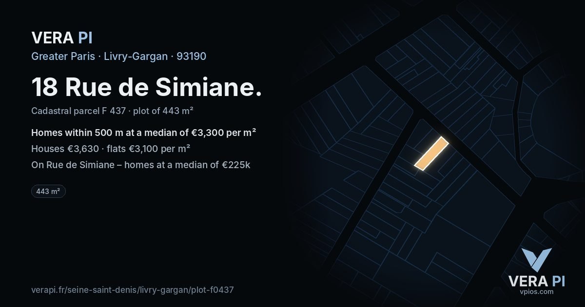 18 Rue de Simiane, Livry-Gargan at night – the plot lit, the parcels around coloured by the prices near them