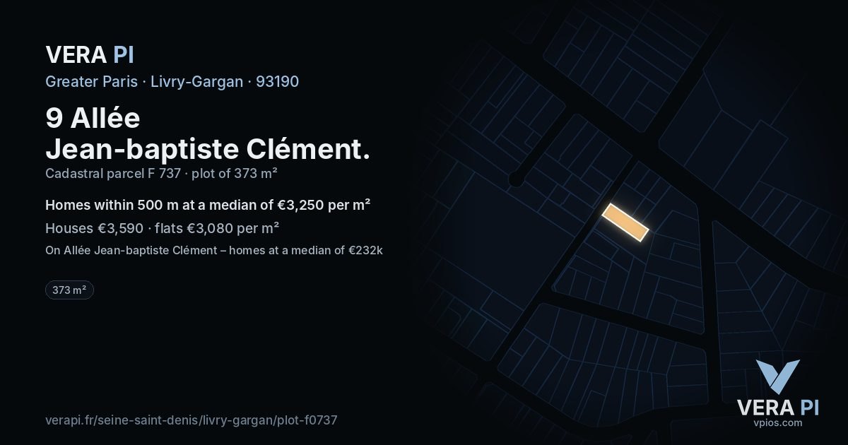 9 Allée Jean-baptiste Clément, Livry-Gargan at night – the plot lit, the parcels around coloured by the prices near them