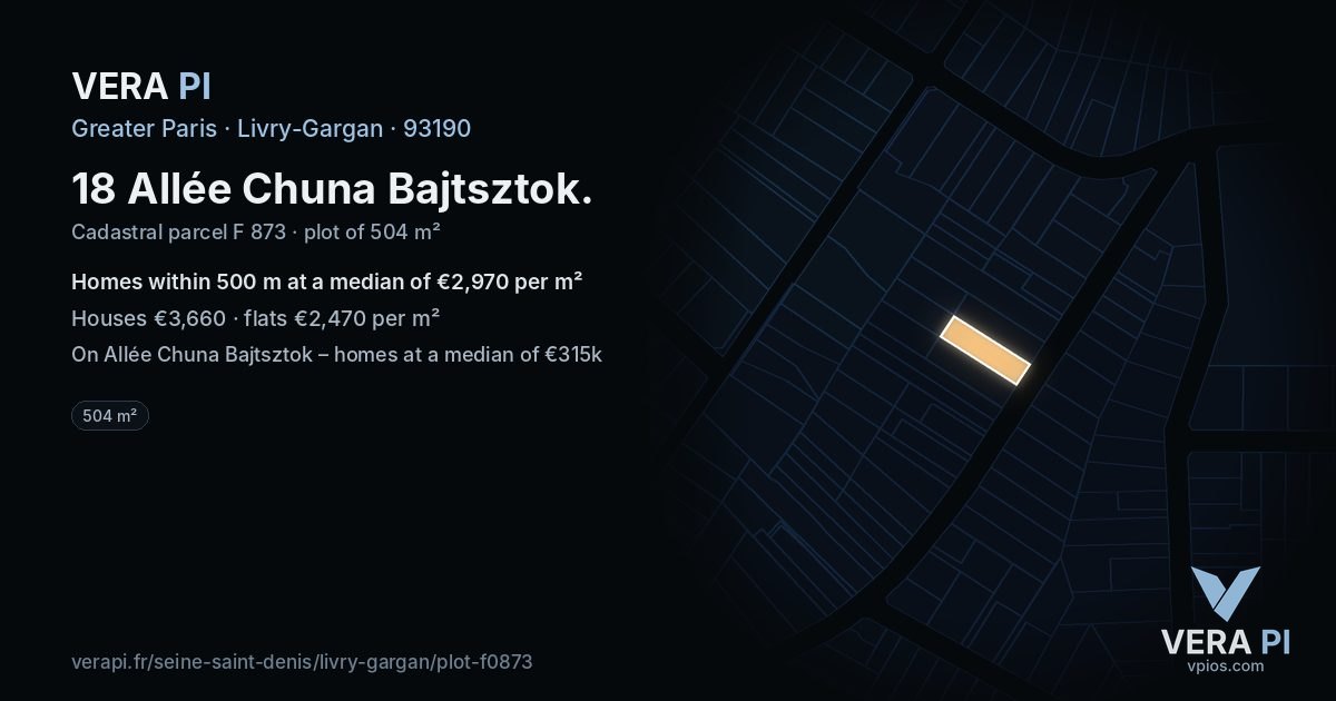 18 Allée Chuna Bajtsztok, Livry-Gargan at night – the plot lit, the parcels around coloured by the prices near them