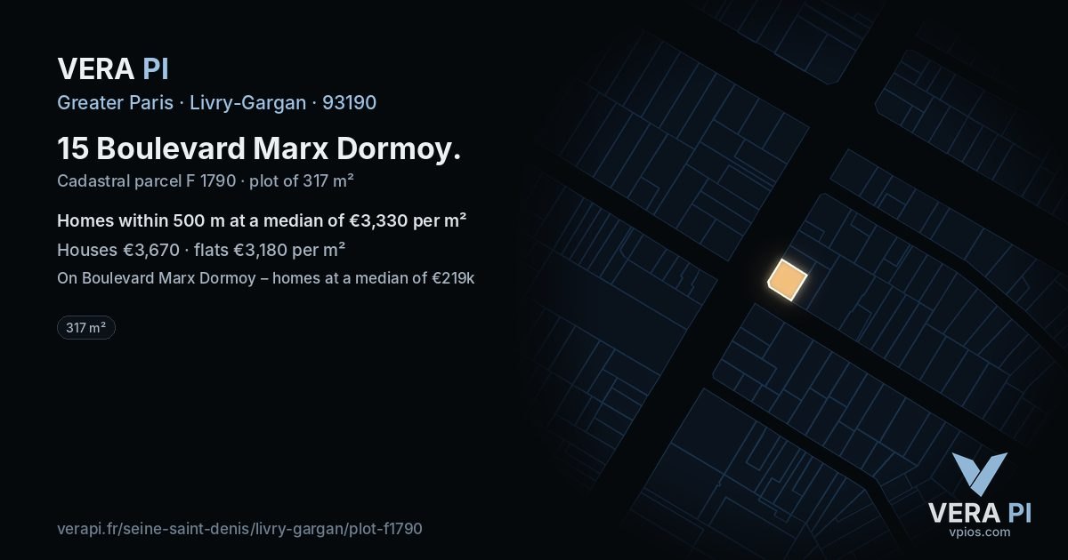 15 Boulevard Marx Dormoy, Livry-Gargan at night – the plot lit, the parcels around coloured by the prices near them