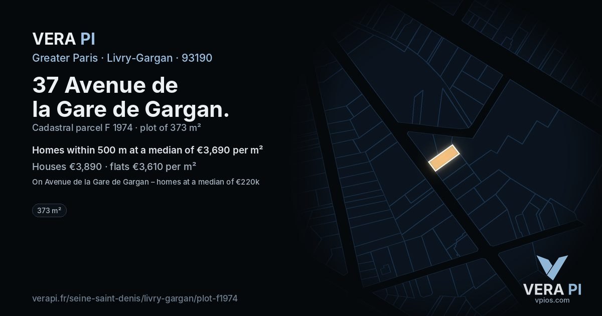 37 Avenue de la Gare de Gargan, Livry-Gargan at night – the plot lit, the parcels around coloured by the prices near them