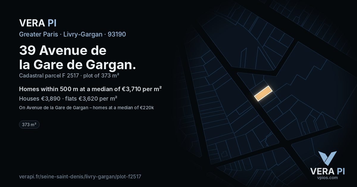 39 Avenue de la Gare de Gargan, Livry-Gargan at night – the plot lit, the parcels around coloured by the prices near them