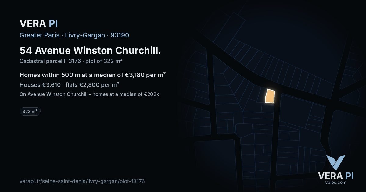 54 Avenue Winston Churchill, Livry-Gargan at night – the plot lit, the parcels around coloured by the prices near them