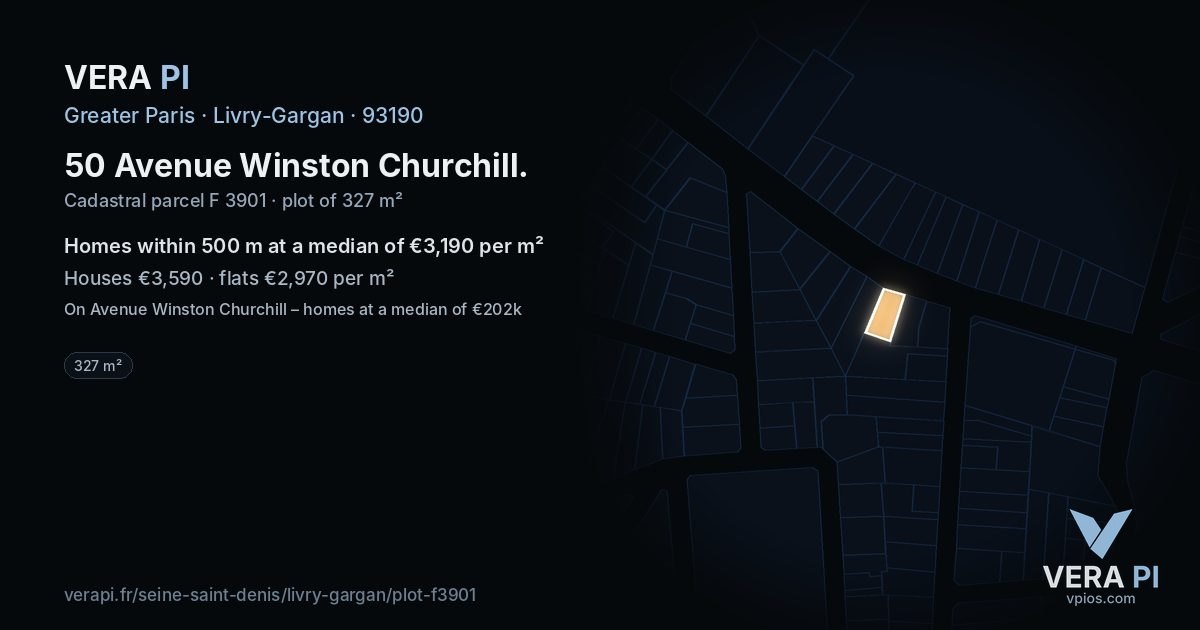 50 Avenue Winston Churchill, Livry-Gargan at night – the plot lit, the parcels around coloured by the prices near them