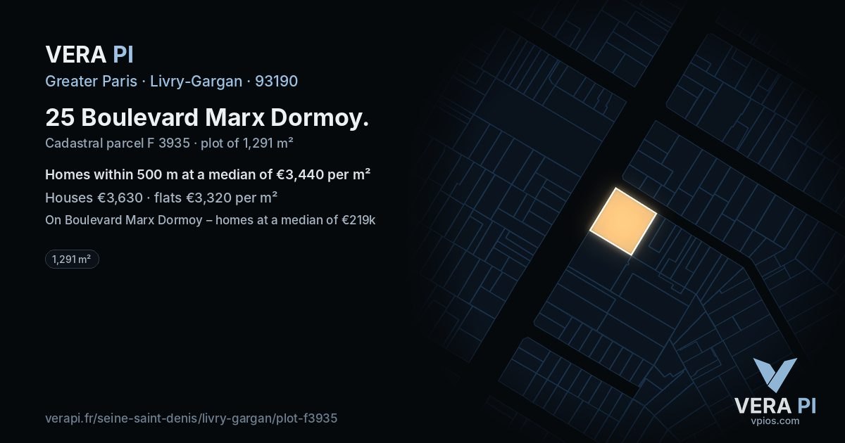 25 Boulevard Marx Dormoy, Livry-Gargan at night – the plot lit, the parcels around coloured by the prices near them