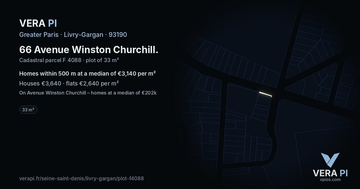 66 Avenue Winston Churchill, Livry-Gargan at night – the plot lit, the parcels around coloured by the prices near them