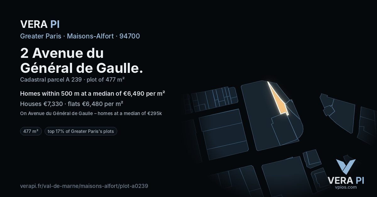 2 Avenue du Général de Gaulle, Maisons-Alfort at night – the plot lit, the parcels around coloured by the prices near them