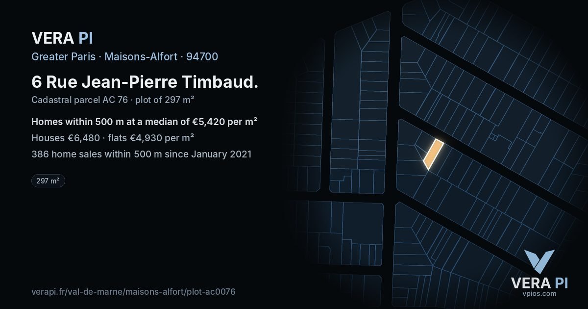 6 Rue Jean-Pierre Timbaud, Maisons-Alfort at night – the plot lit, the parcels around coloured by the prices near them