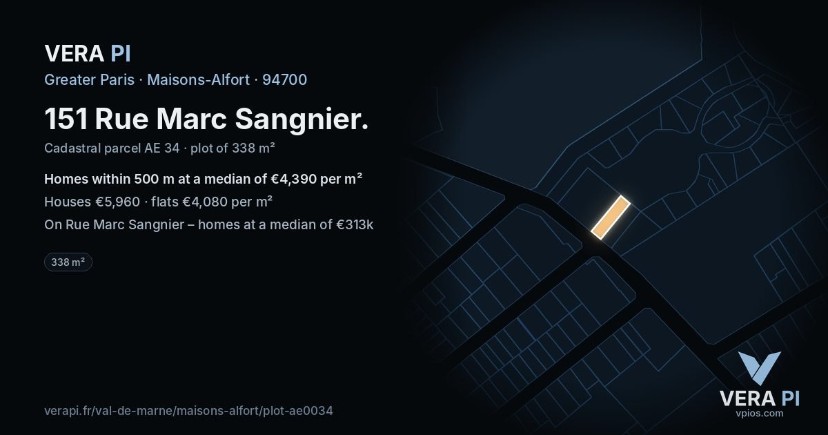 151 Rue Marc Sangnier, Maisons-Alfort at night – the plot lit, the parcels around coloured by the prices near them