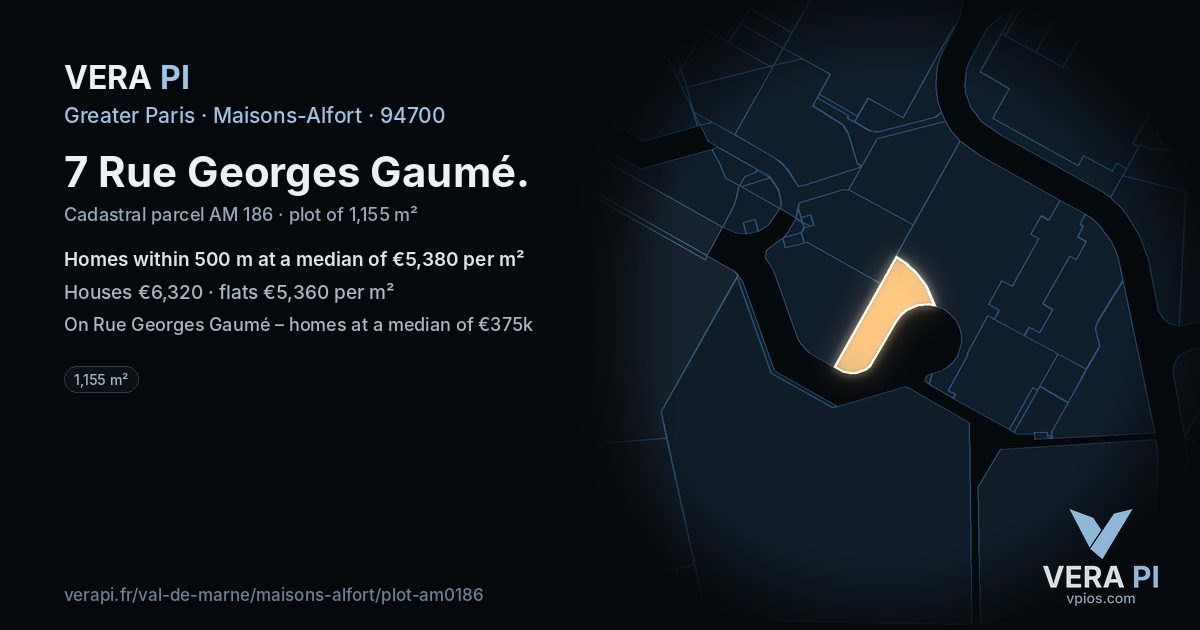 7 Rue Georges Gaumé, Maisons-Alfort at night – the plot lit, the parcels around coloured by the prices near them