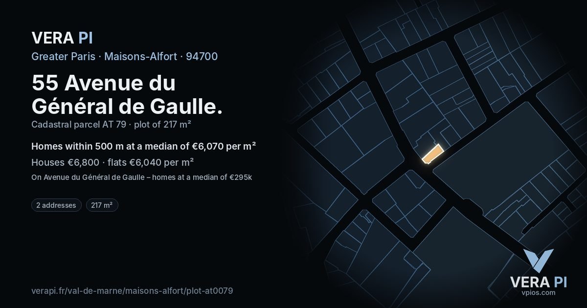 55 Avenue du Général de Gaulle, Maisons-Alfort at night – the plot lit, the parcels around coloured by the prices near them