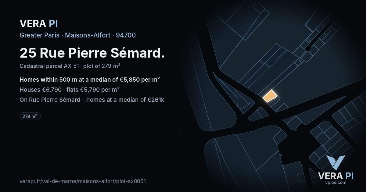 25 Rue Pierre Sémard, Maisons-Alfort at night – the plot lit, the parcels around coloured by the prices near them