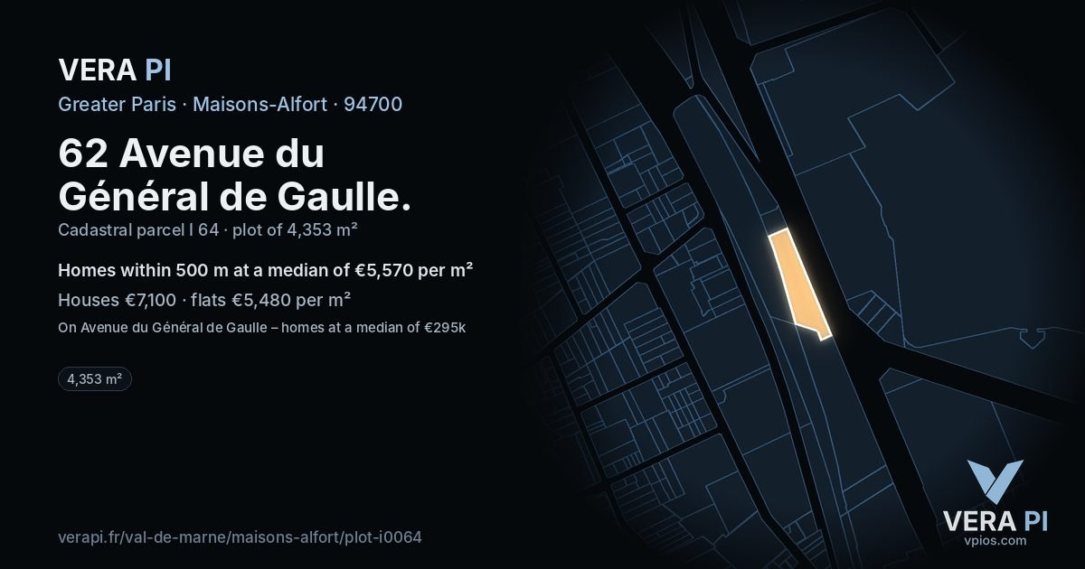 62 Avenue du Général de Gaulle, Maisons-Alfort at night – the plot lit, the parcels around coloured by the prices near them