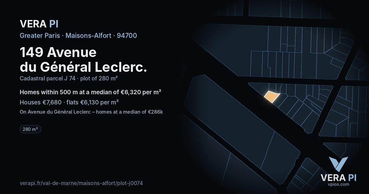 149 Avenue du Général Leclerc, Maisons-Alfort at night – the plot lit, the parcels around coloured by the prices near them