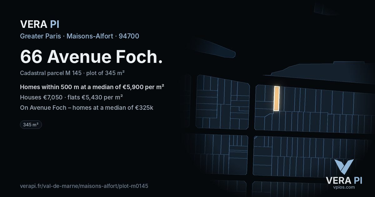 66 Avenue Foch, Maisons-Alfort at night – the plot lit, the parcels around coloured by the prices near them