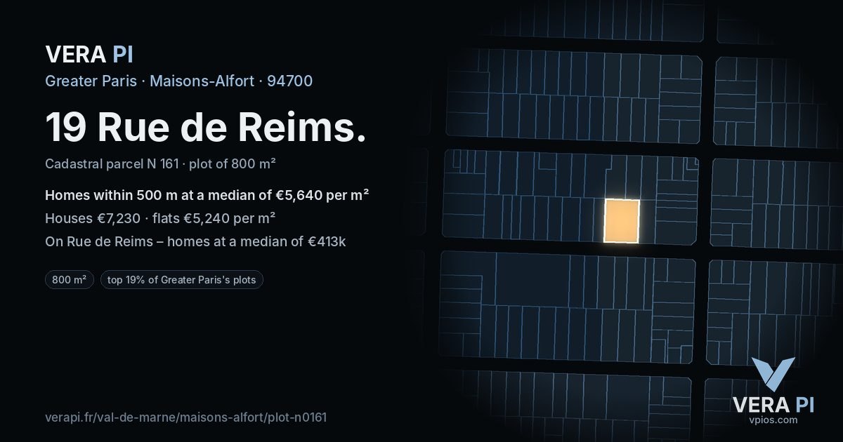 19 Rue de Reims, Maisons-Alfort at night – the plot lit, the parcels around coloured by the prices near them