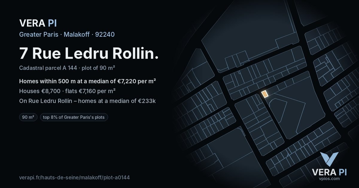 7 Rue Ledru Rollin, Malakoff at night – the plot lit, the parcels around coloured by the prices near them