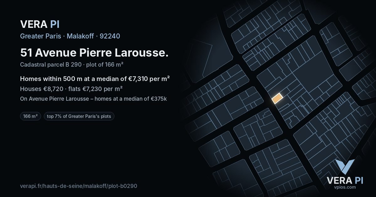 51 Avenue Pierre Larousse, Malakoff at night – the plot lit, the parcels around coloured by the prices near them