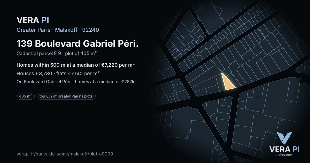 139 Boulevard Gabriel Péri, Malakoff at night – the plot lit, the parcels around coloured by the prices near them