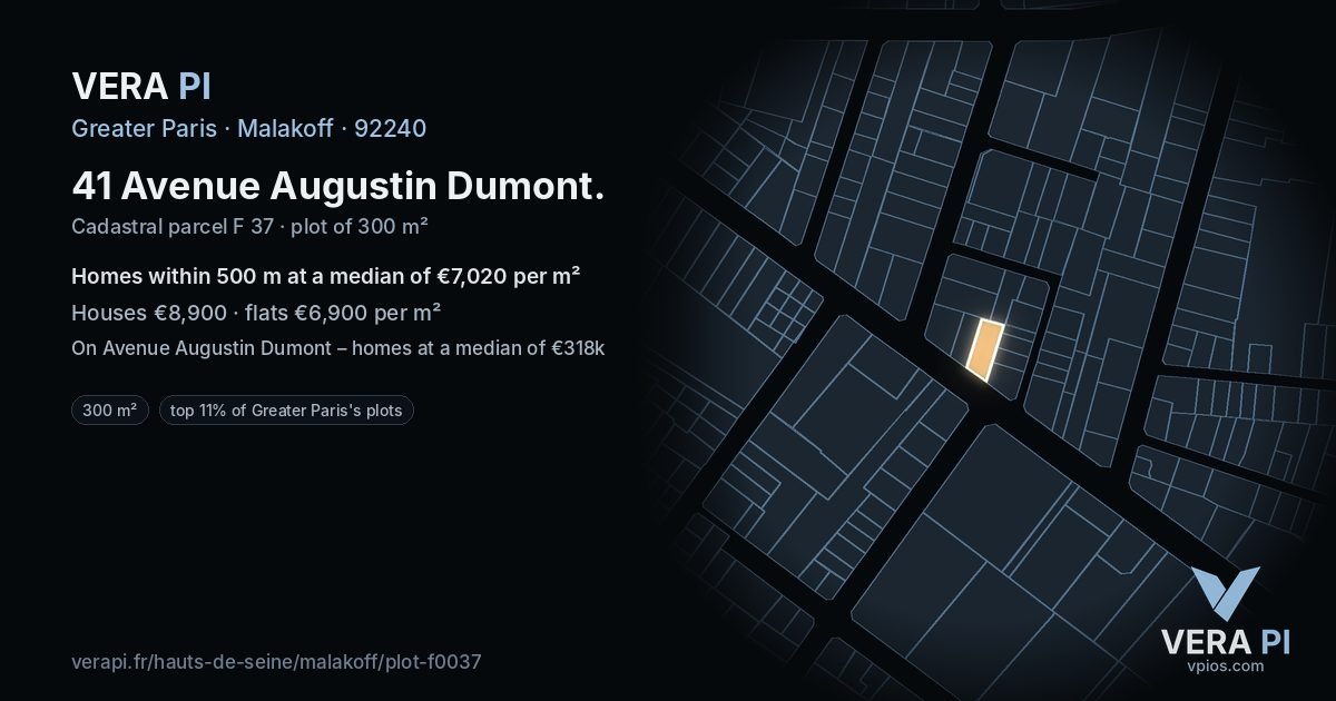 41 Avenue Augustin Dumont, Malakoff at night – the plot lit, the parcels around coloured by the prices near them