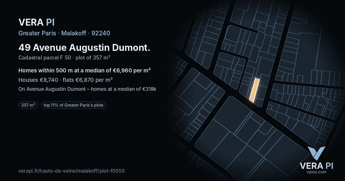 49 Avenue Augustin Dumont, Malakoff at night – the plot lit, the parcels around coloured by the prices near them