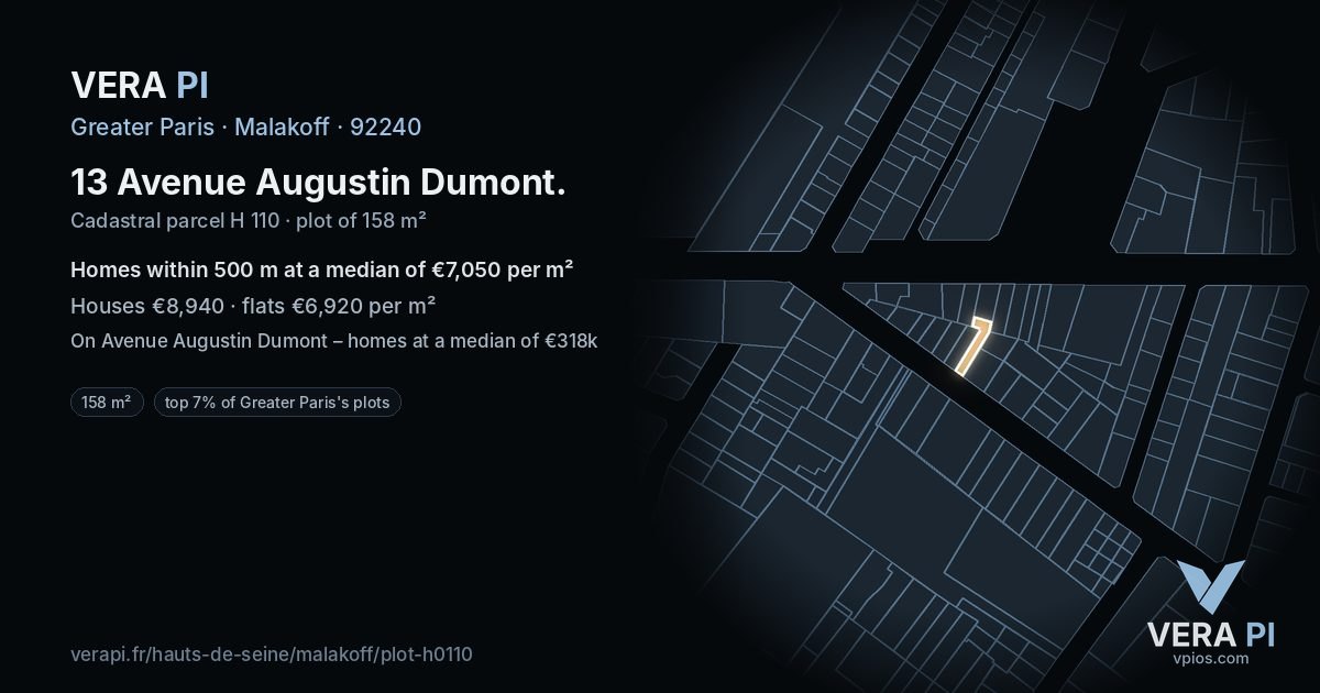 13 Avenue Augustin Dumont, Malakoff at night – the plot lit, the parcels around coloured by the prices near them