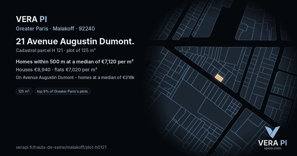 21 Avenue Augustin Dumont, Malakoff at night – the plot lit, the parcels around coloured by the prices near them