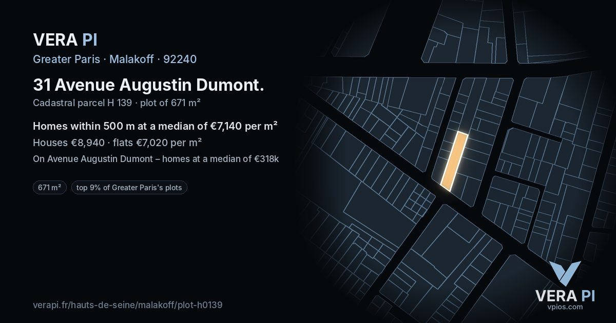 31 Avenue Augustin Dumont, Malakoff at night – the plot lit, the parcels around coloured by the prices near them