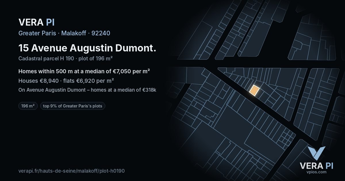15 Avenue Augustin Dumont, Malakoff at night – the plot lit, the parcels around coloured by the prices near them
