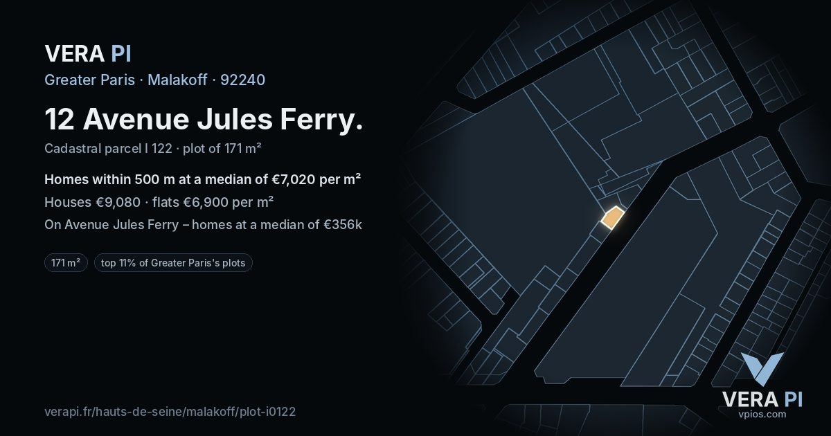 12 Avenue Jules Ferry, Malakoff at night – the plot lit, the parcels around coloured by the prices near them