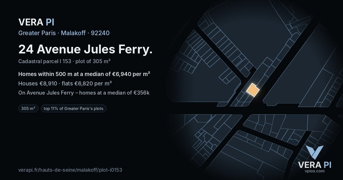 24 Avenue Jules Ferry, Malakoff at night – the plot lit, the parcels around coloured by the prices near them