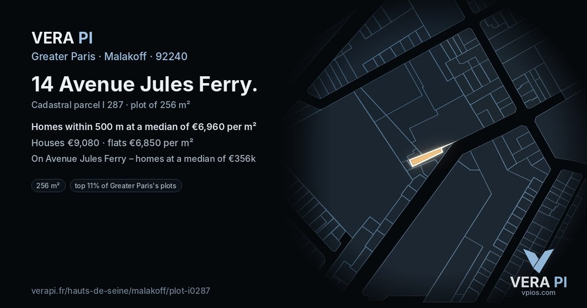 14 Avenue Jules Ferry, Malakoff at night – the plot lit, the parcels around coloured by the prices near them