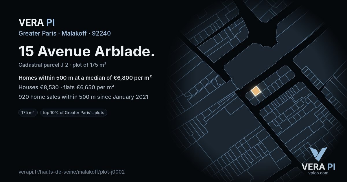 15 Avenue Arblade, Malakoff at night – the plot lit, the parcels around coloured by the prices near them