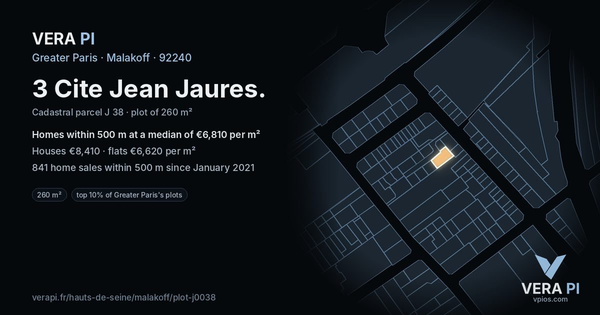 3 Cite Jean Jaures, Malakoff at night – the plot lit, the parcels around coloured by the prices near them