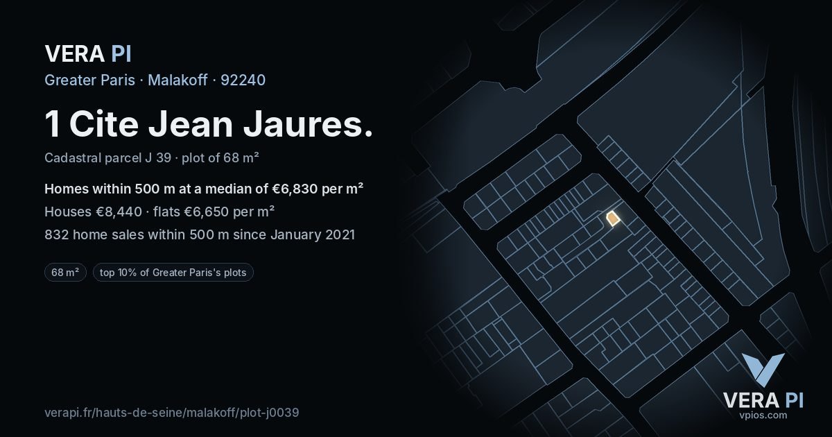 1 Cite Jean Jaures, Malakoff at night – the plot lit, the parcels around coloured by the prices near them