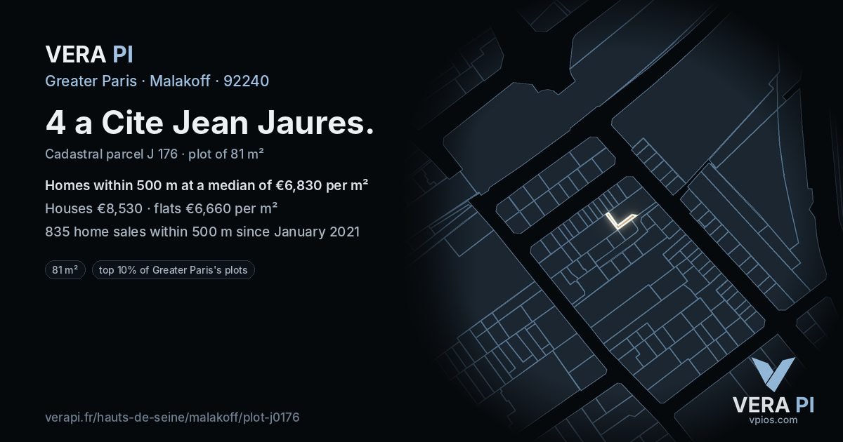 4 a Cite Jean Jaures, Malakoff at night – the plot lit, the parcels around coloured by the prices near them