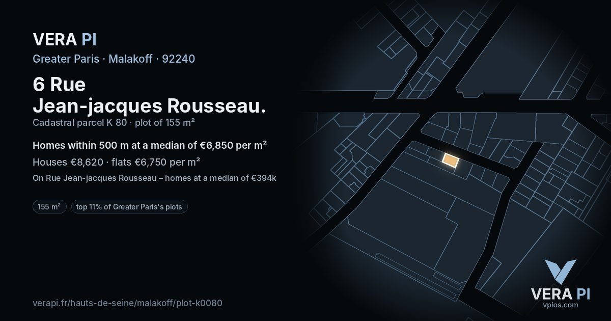 6 Rue Jean-jacques Rousseau, Malakoff at night – the plot lit, the parcels around coloured by the prices near them