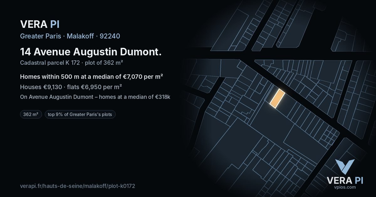 14 Avenue Augustin Dumont, Malakoff at night – the plot lit, the parcels around coloured by the prices near them