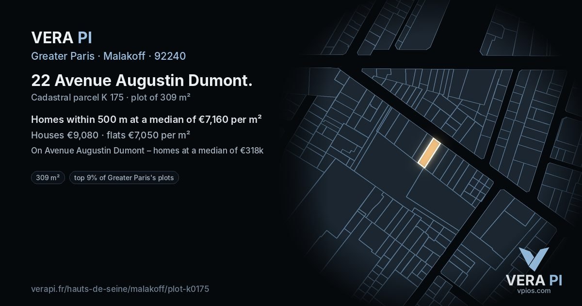 22 Avenue Augustin Dumont, Malakoff at night – the plot lit, the parcels around coloured by the prices near them