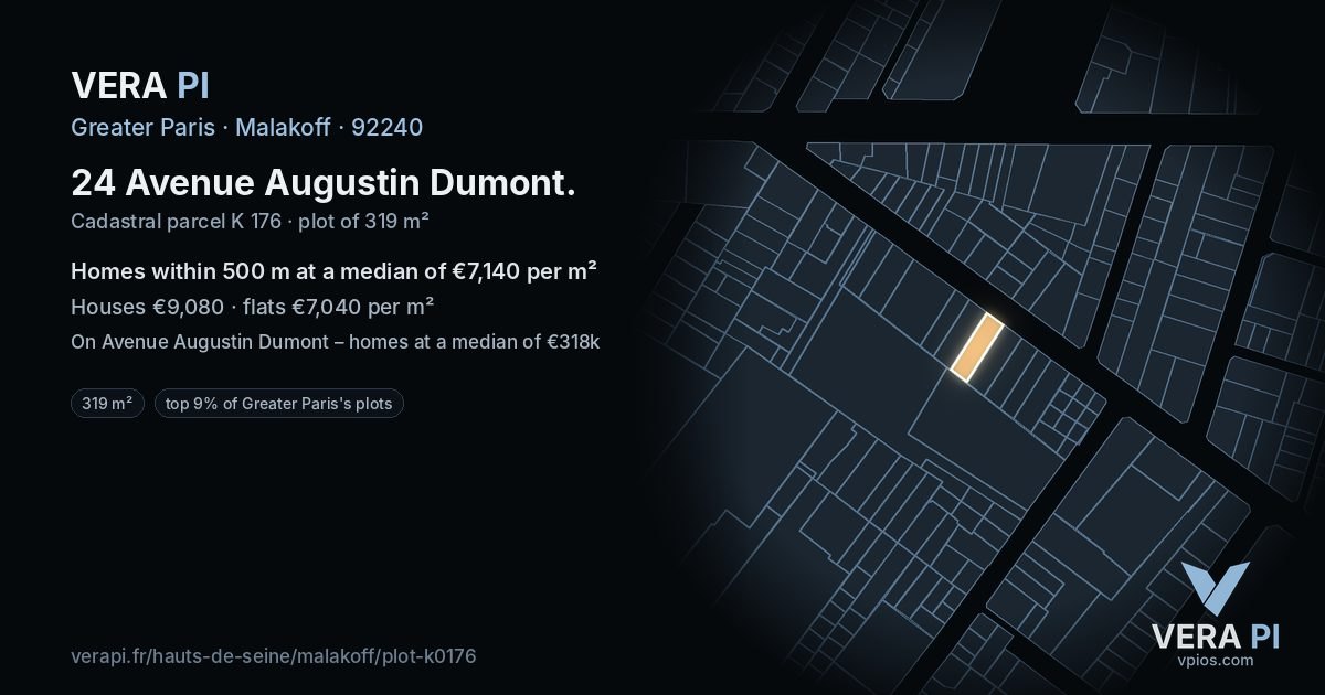 24 Avenue Augustin Dumont, Malakoff at night – the plot lit, the parcels around coloured by the prices near them