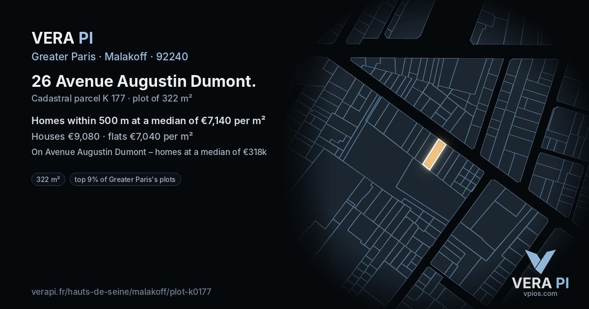 26 Avenue Augustin Dumont, Malakoff at night – the plot lit, the parcels around coloured by the prices near them