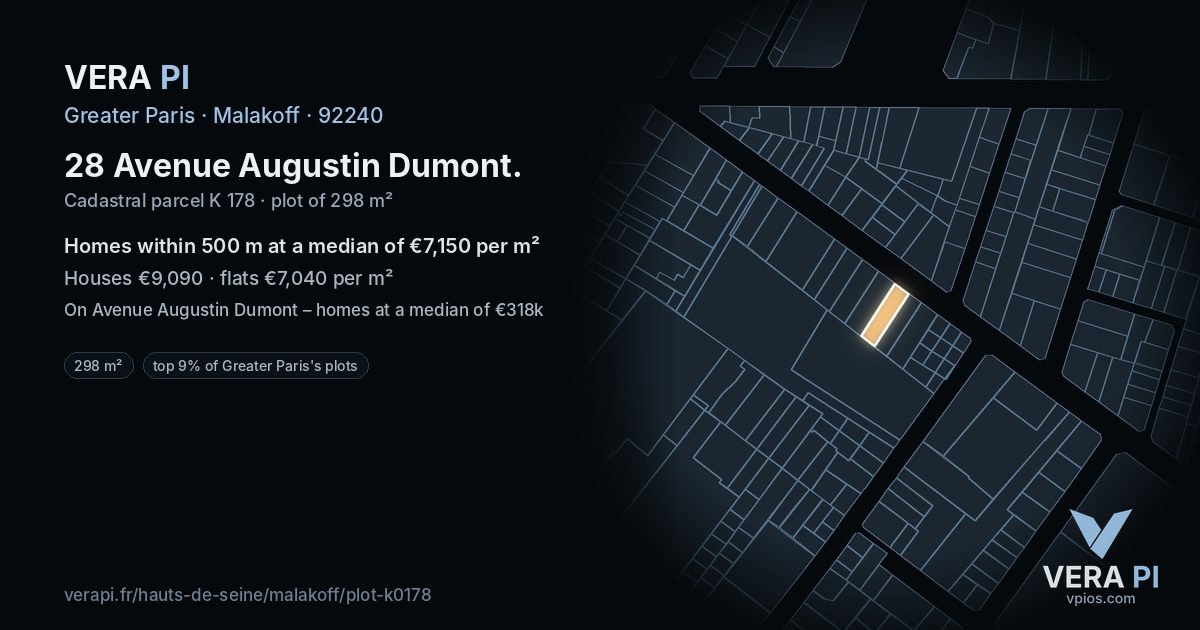 28 Avenue Augustin Dumont, Malakoff at night – the plot lit, the parcels around coloured by the prices near them