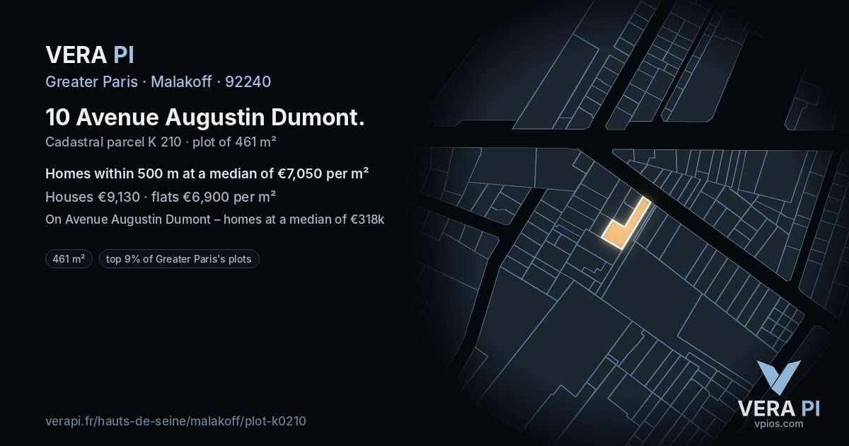 10 Avenue Augustin Dumont, Malakoff at night – the plot lit, the parcels around coloured by the prices near them