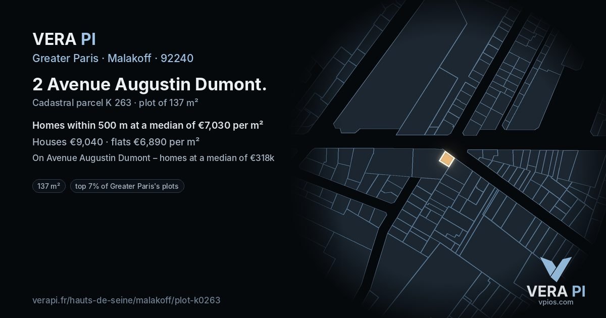 2 Avenue Augustin Dumont, Malakoff at night – the plot lit, the parcels around coloured by the prices near them