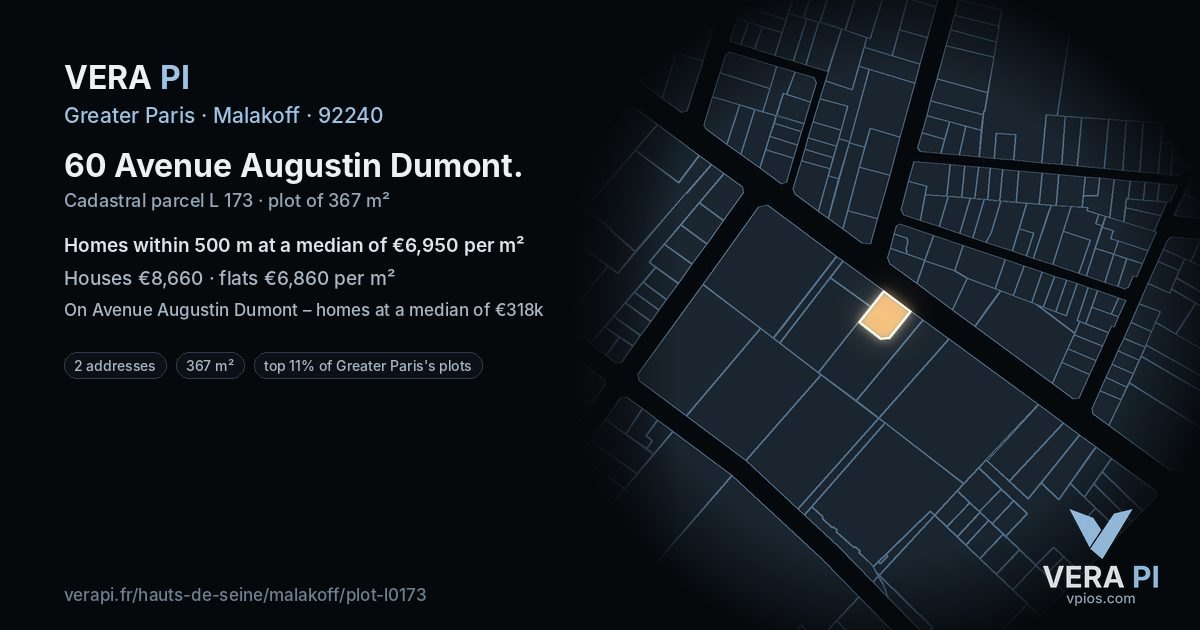 60 Avenue Augustin Dumont, Malakoff at night – the plot lit, the parcels around coloured by the prices near them