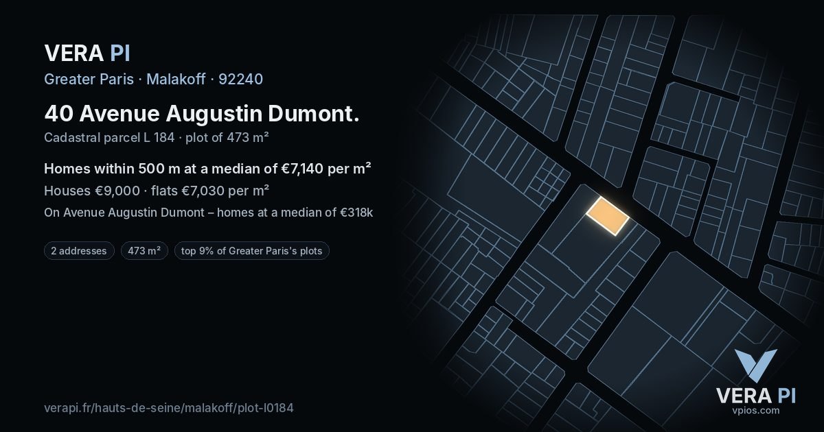 40 Avenue Augustin Dumont, Malakoff at night – the plot lit, the parcels around coloured by the prices near them